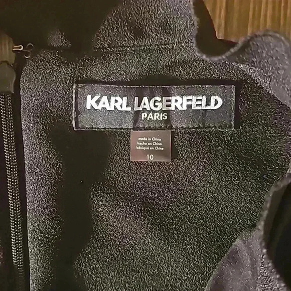 Womens Karl Lagerfeld Black Ruffle Cocktail Midi Dress Sz 10 - Picture 2 of 4